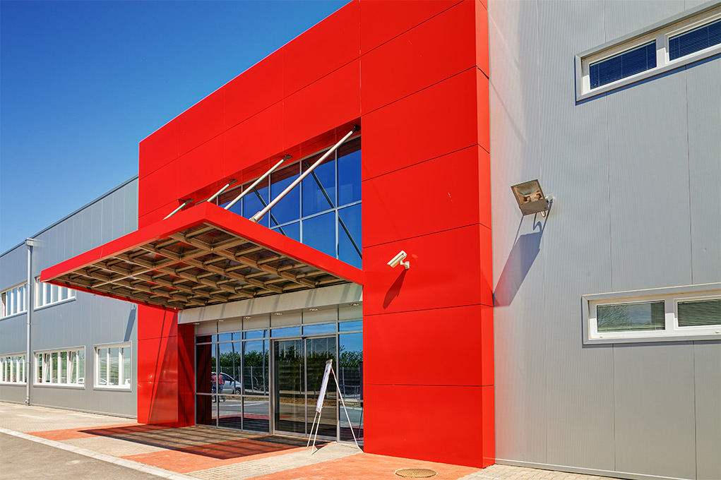 Red commercial transport facility